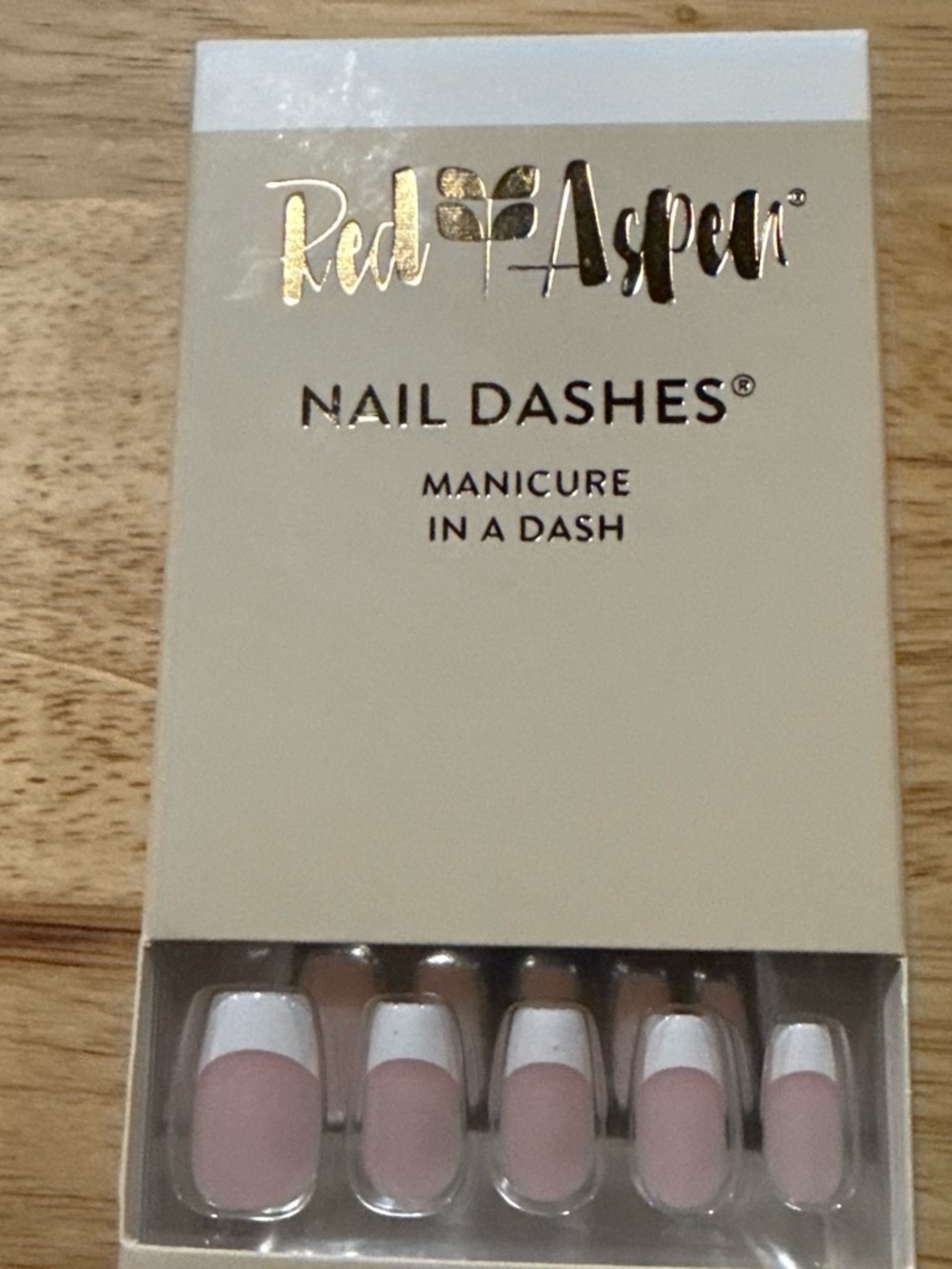 Red Aspen Pink French Tip Nail Dashes – Classic Press-On Manicure